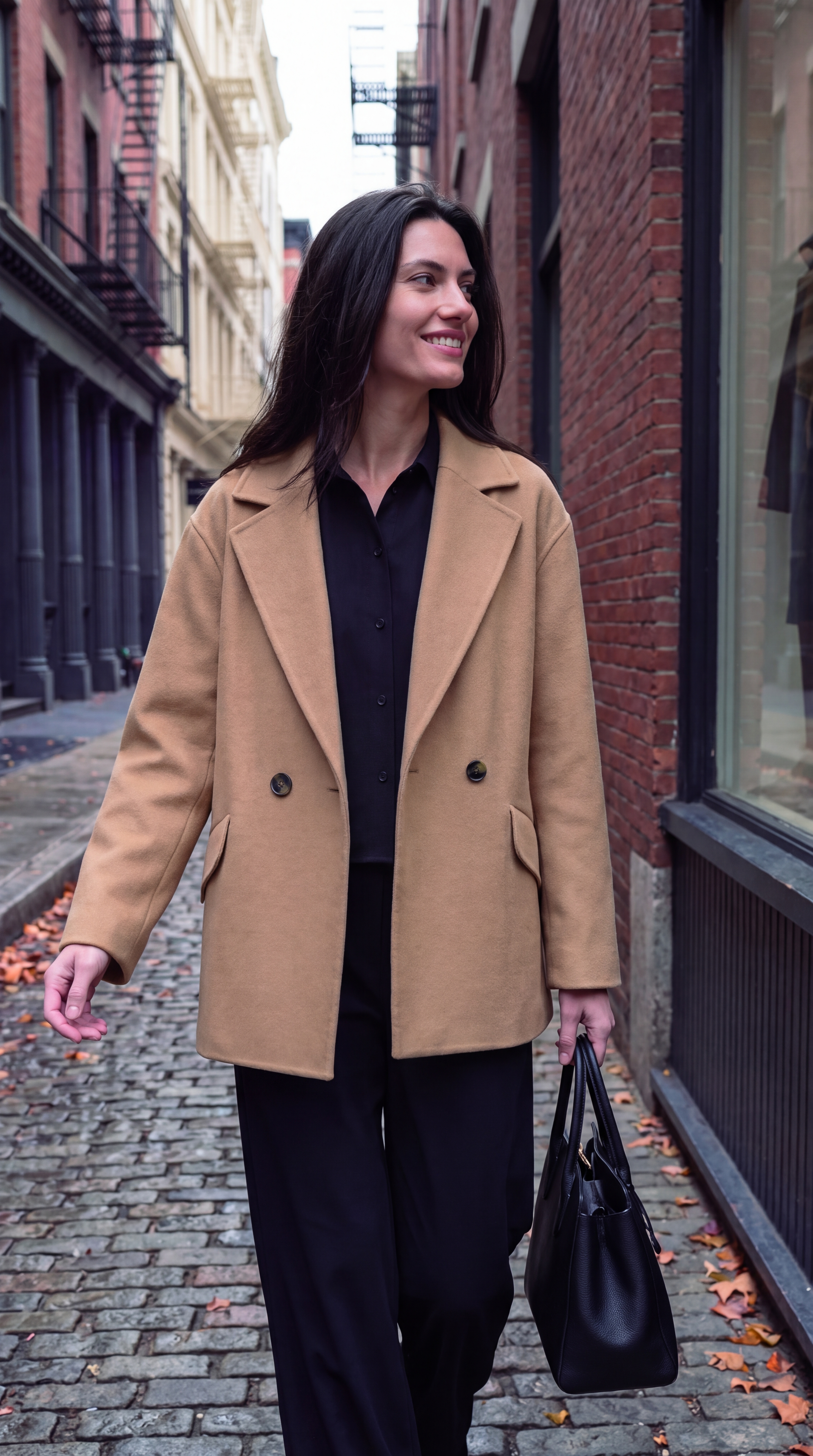 Dámsky prechodný kabát BROADWAY NYC FASHION - DARK CAMEL 7